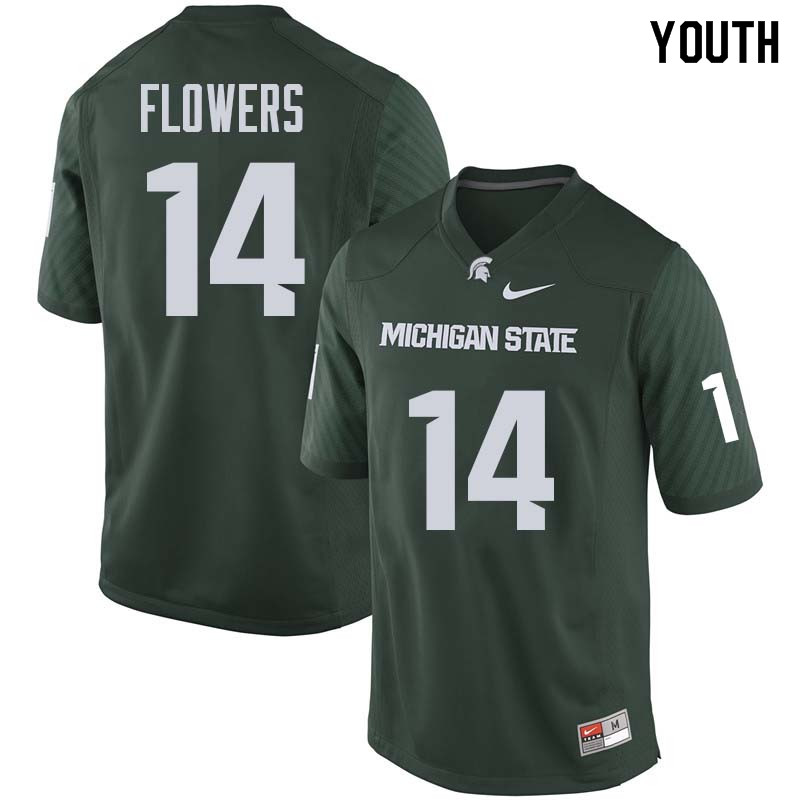Youth #14 Emmanuel Flowers Michigan State College Football Jerseys Sale-Green